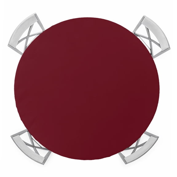 Pure Red Wine Round Tablecloth for 36-44 Inch Tables, Fitted Table Cover with Elastic Edge, Simple Solid Color Waterproof Outdoor Table Cloth Protector for Patio Garden Dinner Picnic