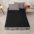 thumbnail image 4 of Erosebridal Beige Navy Damask Floral Zipper Queen Comforter Set with Fitted Sheet and 2 Pillowcases,Retro Baroque Ornament Classic Farm Print Zipper Bedding Set For Adults,Black Reversible,4 Pieces, 4 of 7