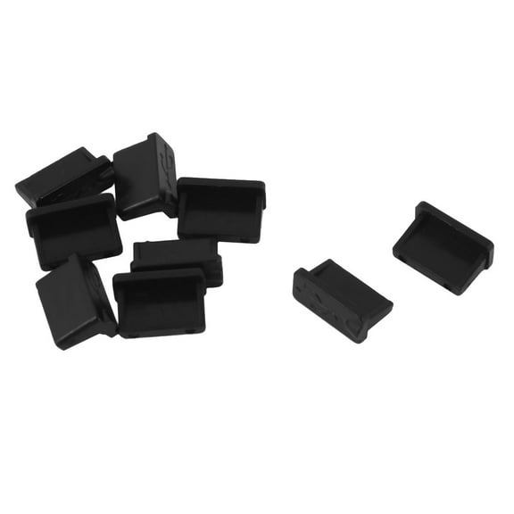 Phone PC Rubber Anti Dust Female USB Port Cover Cap Protector Stopper Black 9pcs