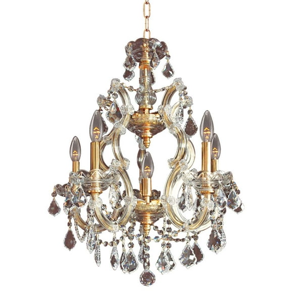 Artistry Lighting Maria Theresa Collection 20"x25" Gold 6-Light Hanging Crystal Chandelier