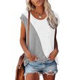 thumbnail image 2 of EQWLJWE Hauts d'Été pour Femmes Hauts pour Femmes Liquidation Mode Femmes Mode Manches Courtes Col Rond T-shirt Imprimé Blouse Hauts Amples, 2 of 6