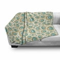 thumbnail image 3 of Geometric Circle Soft Flannel Fleece Blanket, Trippy Paint Brush Rotary Spiral Circle Pattern Hazy Blurry Tiles Picture, Cozy Plush for Indoor and Outdoor Use, 50" x 60", Teal Orange, by Ambesonne, 3 of 6