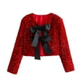 thumbnail image 2 of Taylonsss Womens Sequin Open-Front Crop Cardigan with Long Sleeves and Oversized Bow Back Detail for Party Nights and Special Occasion Wear, 2 of 9