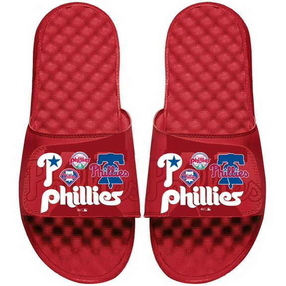 Men's ISlide Red Philadelphia Phillies Collage Slide Sandals