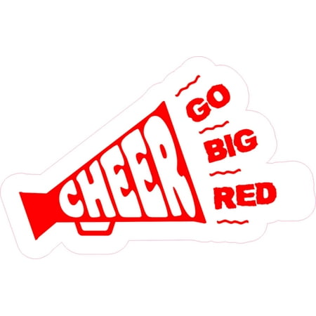 Megaphone Bag Tag - 5in x 3in Go Big Red Megaphone Cheer Sticker Vinyl Cheerleading Stickers
