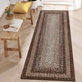 thumbnail image 2 of Runner Rug 2x8 Machine Washable Hallway Runner Rug Entryway Long Runner Carpet Braided Printed Throw Mat Non Slip Kitchen Mat Living Room Rustic Carpet for Bedroom Dining Room, Brown, 2 of 9