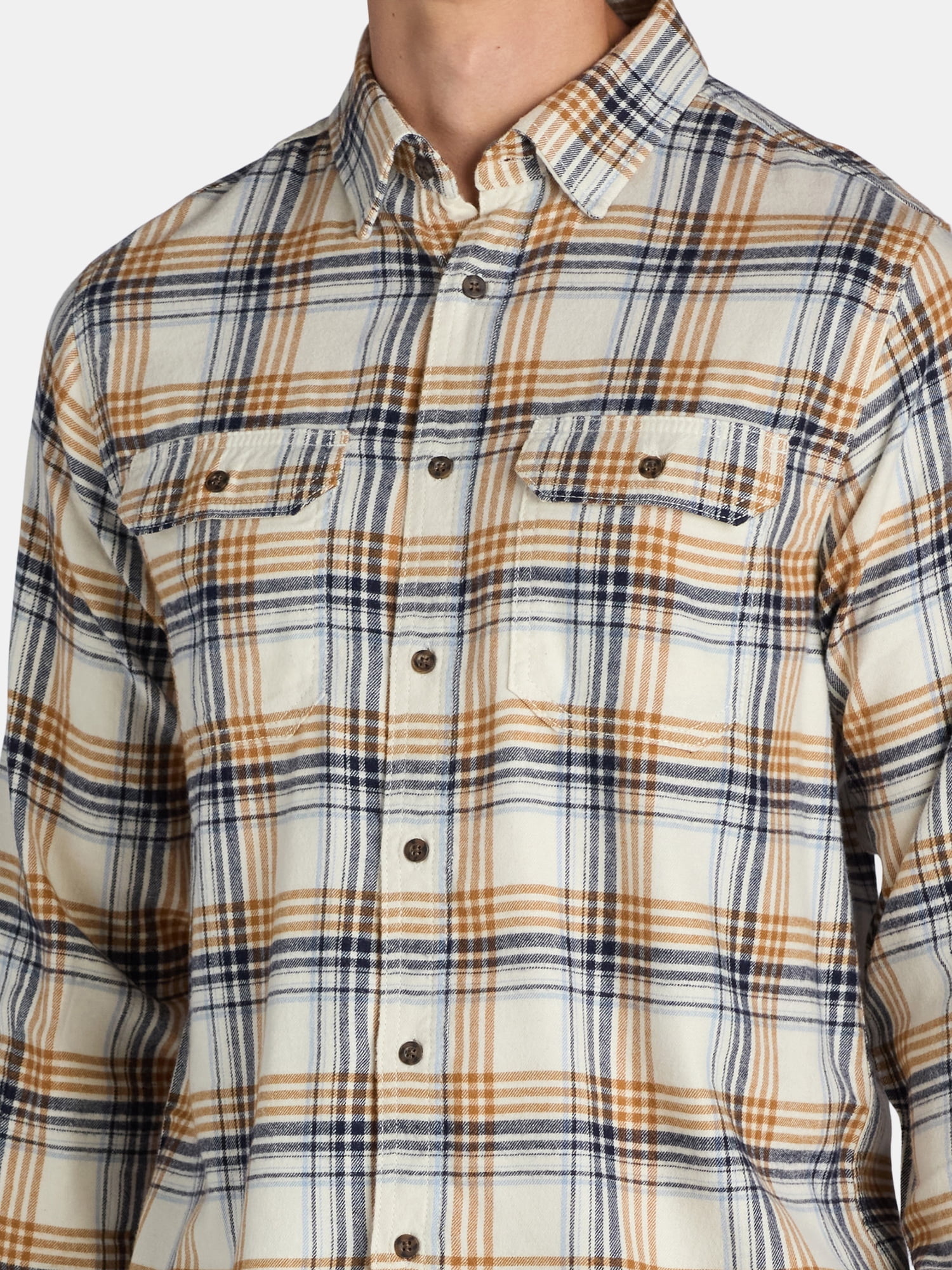 George Men's and Big Men's Flannel Shirt with Long Sleeves, Sizes XS-3XLT