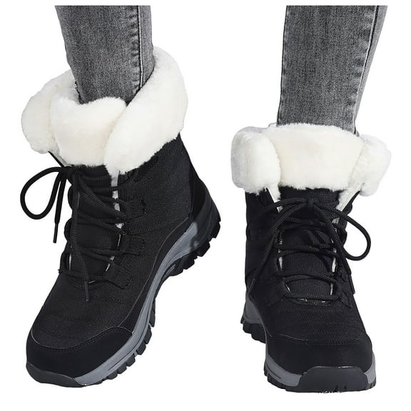 Mid Calf Snow Boots for Women 2025 Winter Fleece Lined Warm Non Slip Skiing Ski Hiking Trekking Hunting Ankle Booties