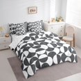 thumbnail image 2 of Castle Fairy Tribal Split Circle Full Size Bedding Sets 7 Pieces,Minimalism Curved Full Size Bed in a Bag,Charcoal White,Reversible, 2 of 7