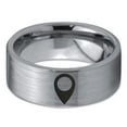 thumbnail image 2 of Tungsten GPS Location Symbol Icon Band Ring 8mm Men Women Comfort Fit Gray Flat Cut Brushed Polished, 2 of 4