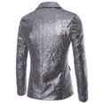 thumbnail image 6 of Wrtxtat Men's Shiny Sequin Blazer Sparkle Metallic Tuxedo Party Jacket Festival Party Prom Performance One Button Jacket Big and Tall Silver XXXL, 6 of 6