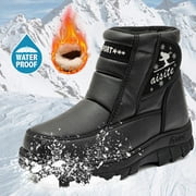 Mikilon Bottes de neige d'hiver pour hommes imperméables les plus chaudes en peluche chaussures décontractées antidérapantes pour hommes bottines