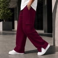 thumbnail image 5 of Glisme Men Trousers High Waist Straight Leg Loose Fit Solid Color Slacks Basic Clothes 2Xl, 5 of 8