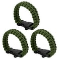 thumbnail image 1 of Pulseras de paracord de supervivencia Uxcell, paquete de 3 pulseras trenzadas con hebilla de plástico, verde militar, 1 of 7