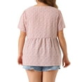 thumbnail image 4 of DARING DIVA Women's Plus Floral V Neck Short Sleeve Peplum Top 1X Pink, 4 of 6