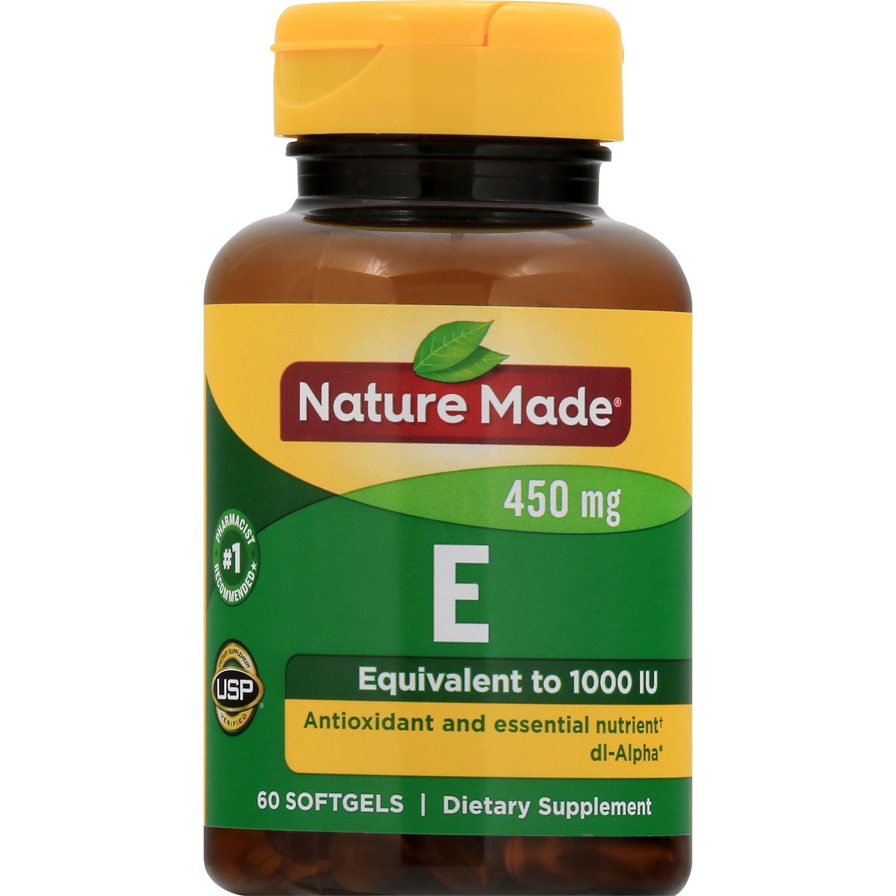 Nature Made Vitamin E, 450 mg, Softgels, Bottle, 60.0 CT  Walmart.com