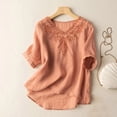 thumbnail image 2 of BODOAO Womens Linen Embroidered Shirt And Blouses V Neck Mexican Tunic Tops Boho Tops Office Blouses Summer Half Sleeve 2026 Trendy Blouse Loungewear Workout Tops Beach Tops Soft Breathable Orange Xl, 2 of 7