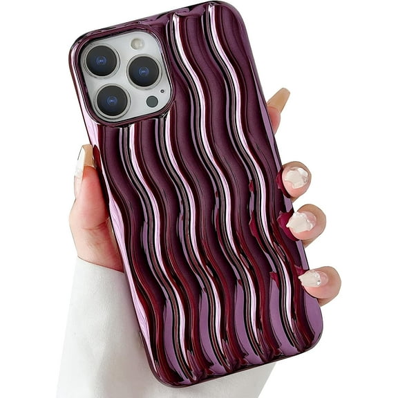 Compatible with iPhone 13 Pro Max Case, Electroplate Wave Phone Case Cute Water Ripple Pattern Curly Fashion Bling Glitter for iPhone 13 Pro Max Phone Case for Women 6.7 Inch - Purple
