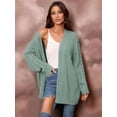 thumbnail image 5 of Womens Oversized Cardigan Sweaters Open Front Cable Knit Lantern Long Sleeve Chunky Outwear Coats Green L, 5 of 10