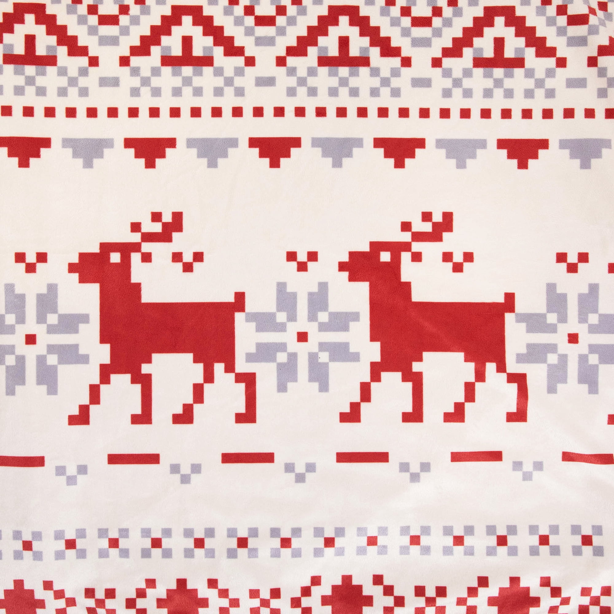 Nordic Christmas Cotton Throw Blanket - 50" x 60" - Beige and Red