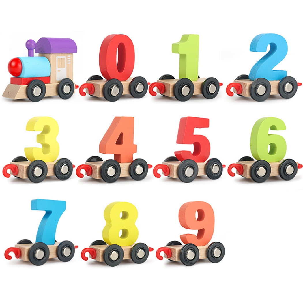 Wooden Train Building Blocks Educational Learning Toys Set For Toddler Kids Q 