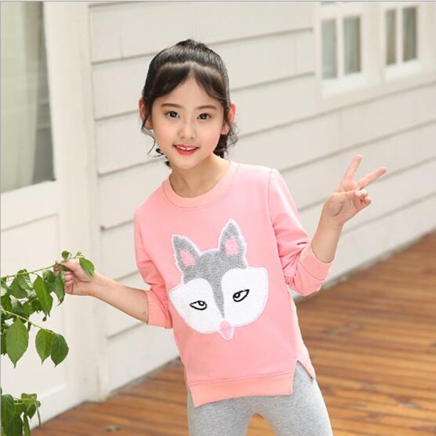 Conjunto de ropa para niñas de 2 uds.sudadera de manga larga de zorro Likrtyny Para estrenar