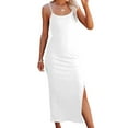 thumbnail image 2 of TMOYZQ Womens Summer Spaghetti Strap Stretchy Bodycon Maxi Dress Casual Sleeveless Cami Midi Dress Side Split Beach Sundress Club Party Cocktail Dress, 2 of 9