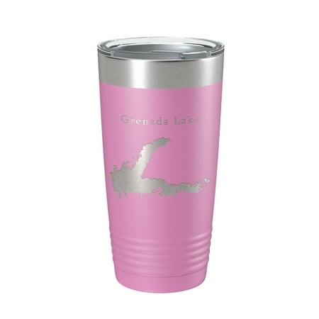 

Grenada Lake Map Tumbler Travel Mug Insulated Laser Engraved Coffee Cup Mississippi 20 oz Light Purple