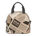 thumbnail image 3 of ZNDUO Reusable Lunch Box, Adjustable Shoulder Strap Old Newspaper Pattern Lunch Bag, 3 of 8
