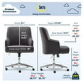 thumbnail image 6 of Serta Leighton Home Office Desk Chair Chrome Nailheads Twill Fabric Dark Gray, 6 of 11