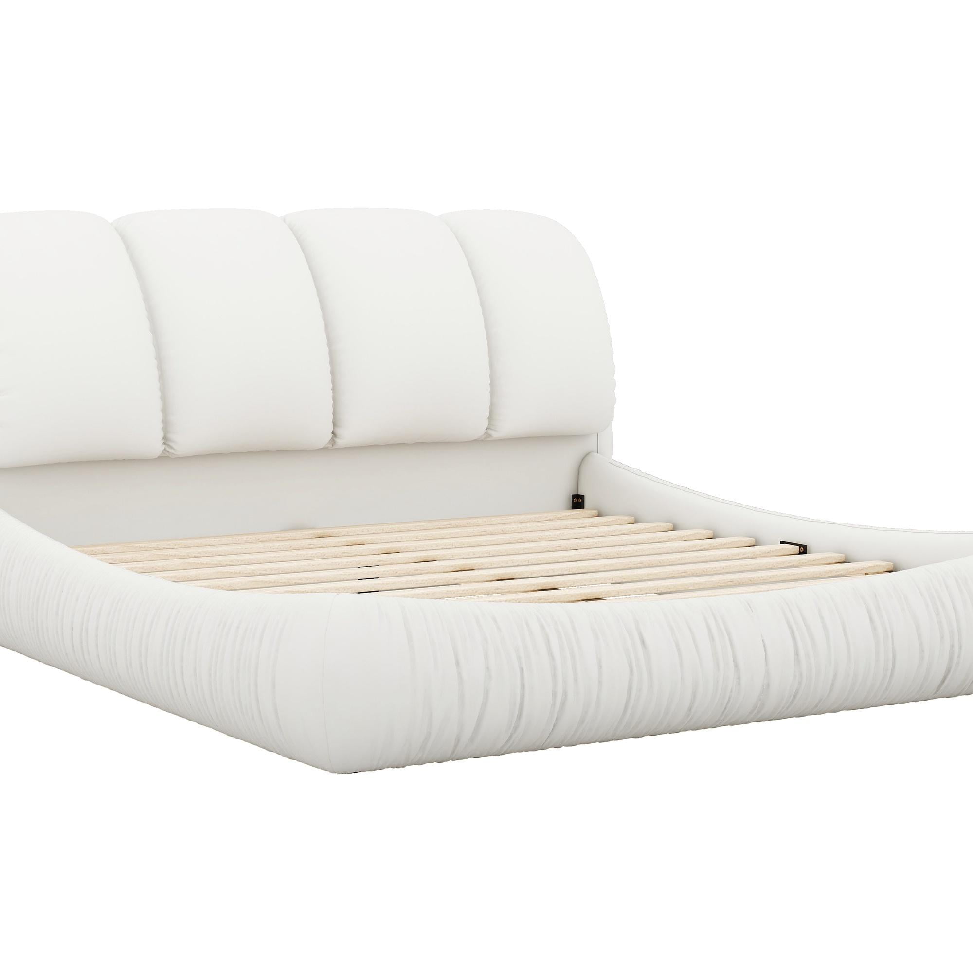 PORKISS King Super Soft Thick Headboard Standard Bed with Oversized Padded Backrest, White