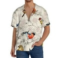 thumbnail image 3 of Wukai Little Birds Men's Casual Short-Sleeve Button Down Shirt - Lightweight Summer Dress Shirt for Daily Wear-4X-Large, 3 of 7