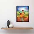 thumbnail image 2 of Countryside Chapel Spring Landscape Folk Art Watercolour Painting Art Print Framed Poster Wall Decor 12x16 inch, 2 of 5