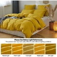 thumbnail image 6 of Simple&Opulence 100% Linen Duvet Cover Set with Washed-French Flax-3 Pieces Solid Color Basic Style Bedding Set-Breathable Soft Comforter Cover with 2 Pillowshams (Mustard Yellow,Queen), 6 of 8