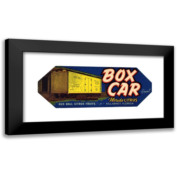 Anonymous 14x8 Black Modern Framed Museum Art Print Titled - Box Car Brand Florida Citrus Label (1930-1950)