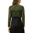 thumbnail image 2 of Allegra K Women Floral Lace Sheer Open Front Bolero Shrug Cropped Cardigan Olive Green XL, 2 of 5