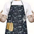 thumbnail image 2 of Black White Dinosaurs Fossils Pattern Apron-Garden Aprons for Women with Pockets-Cotton Linen Waterproof Kitchen Cooking Gardening Aprons Adjustable for Kitchen,Cooking,BBQ and Salon 33x27 Inch, 2 of 7