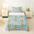 thumbnail image 2 of Castle Fairy Abstract Floating Ring Twin Sheets 3pcs,Geometric Square Dot Bedding,Sky Blue Lemon Gray,1 Flat Sheet, 1 Fitted Sheet and 1 Pillowcase, 2 of 7