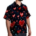 thumbnail image 2 of Valentine's Day Love ECG Men's Spread Collar Poplin Beach Shirts - Casual Printed Button Down Short Sleeve Summer Tops for Unisex, 2 of 6