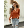 thumbnail image 4 of Sherrylily Women Waffle Knit Henley Tops Casual Long Sleeve V Neck Pullover XS-XL, 4 of 6