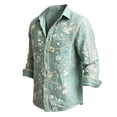 thumbnail image 2 of Yaoyar Mens Hawaiian Floral Long Sleeve Shirt Tropical Button Down Printed Aloha Shirts Wedding Beach Vacation with Pocket, 2 of 5