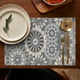 thumbnail image 4 of Gray Floral Mandala and Leaf Pattern Summer Placemats Table Placemats Set Of 6-Linen Kitchen Washable Placemats Table Mats 11.8"x17.7" Non-Slip Heat Resistant, 4 of 5