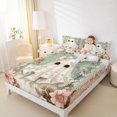 thumbnail image 3 of Manfei Vintage Floral Ghost King Sheets 4pcs, Halloween Romantic Autumn Flowers Bedding, Green Pink Beige,1 Fitted Sheet, 1 Flat Sheet and 2 Pillowcases, 3 of 5