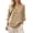 Beige, variant on Womens Blouse Henley V Neck 3/4 Sleeve Loose Fit Tops With Button Detail Summer Shirts