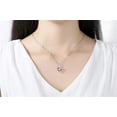 thumbnail image 6 of Uloveido Platinum Plated Pink Crystal Heart Pendant Necklace Cubic Zirconia Birthstone Necklaces for Women Teens Y1066, 6 of 8