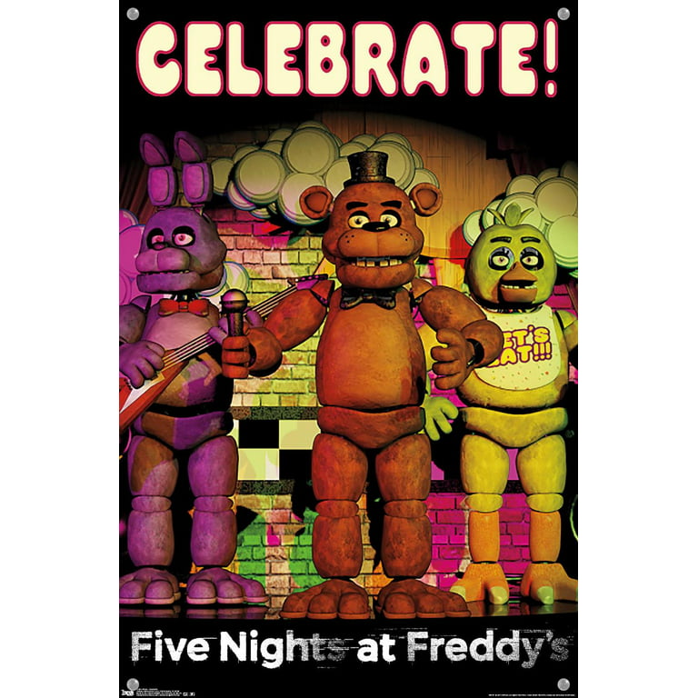 Five Nights at Freddy's - Celebrate Wall Poster with Push Pins, 14.725 x  22.375