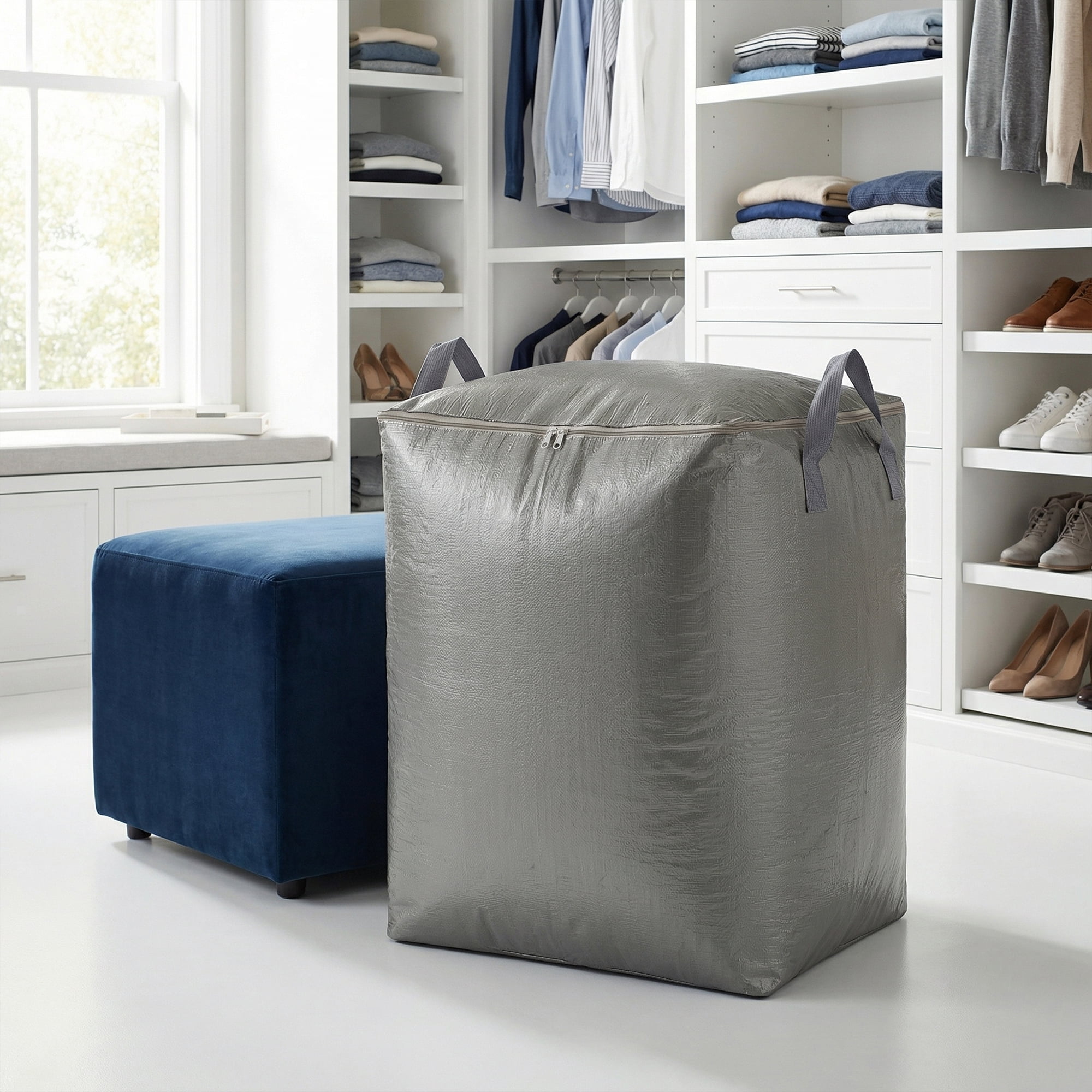 Unique Bargains Clothes Storage Bag with Handles Grey 23.6"x19.7"x31.5"