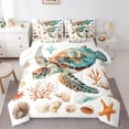 thumbnail image 1 of YST Watercolor Sea Turtle Bed in a Bag 7pcs Starfish Seashell Bedding Set, Full Size, 1 of 4
