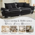 thumbnail image 2 of 84" Oversized Loveseat Sofa,Upholstered Corduroy Couch 2-3 Seater,Sailboat-Shape Loveseat with Deepseat,Soft Wide Armrest,Pillows for Living Room,Apartment,Dorm,Office,Small Space,Black, 2 of 9