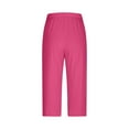 thumbnail image 4 of Workout Capris for Women New Women's Summer High Waisted Solid Color Capris Matching Slim Fitting Yoga Gym Pants Leggings Pinks L, 4 of 9